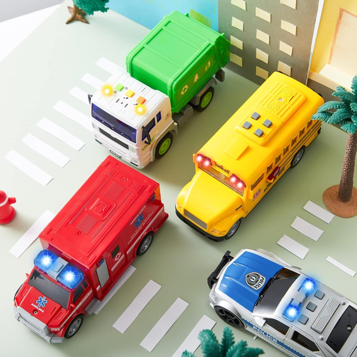 Set de Juguetes de Vehículos JOYIN 4 Piezas con Sonido
