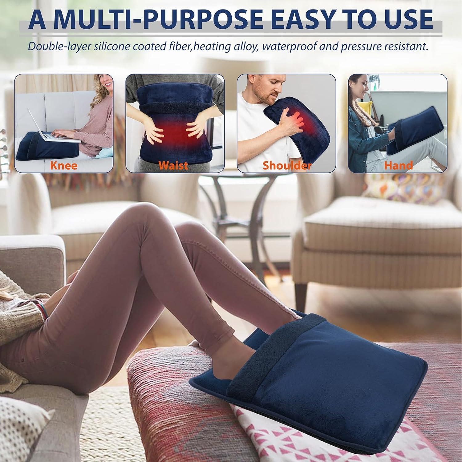 Heated Electric Pad for Foot,Double-Sided Heating,6 Fast Heating Settings 3 Timers,10 ft Cord Electric Fast Heat Pad with Heat Settings Under Desk,Bed,Office,Home