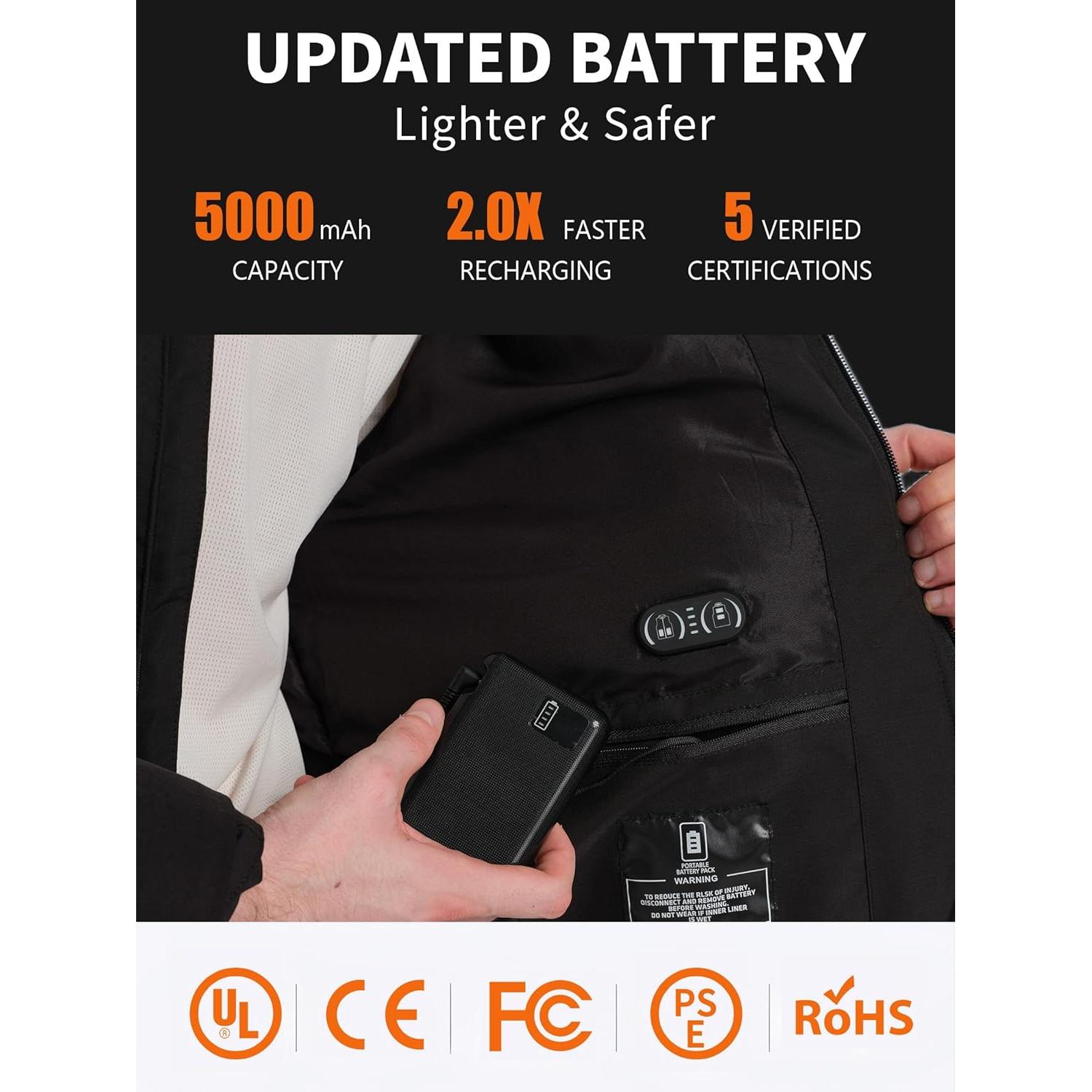 Chaqueta Calentada Unisex Seyola Impermeable 4 Zonas Calor