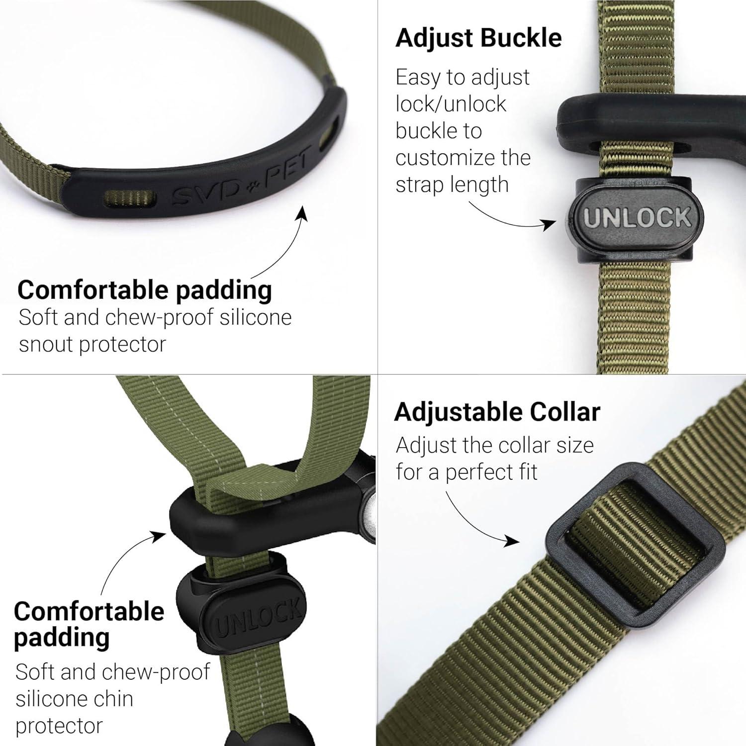 Collar de Cabeza Sin Tirones SVD.PET Verde Militar Mediano