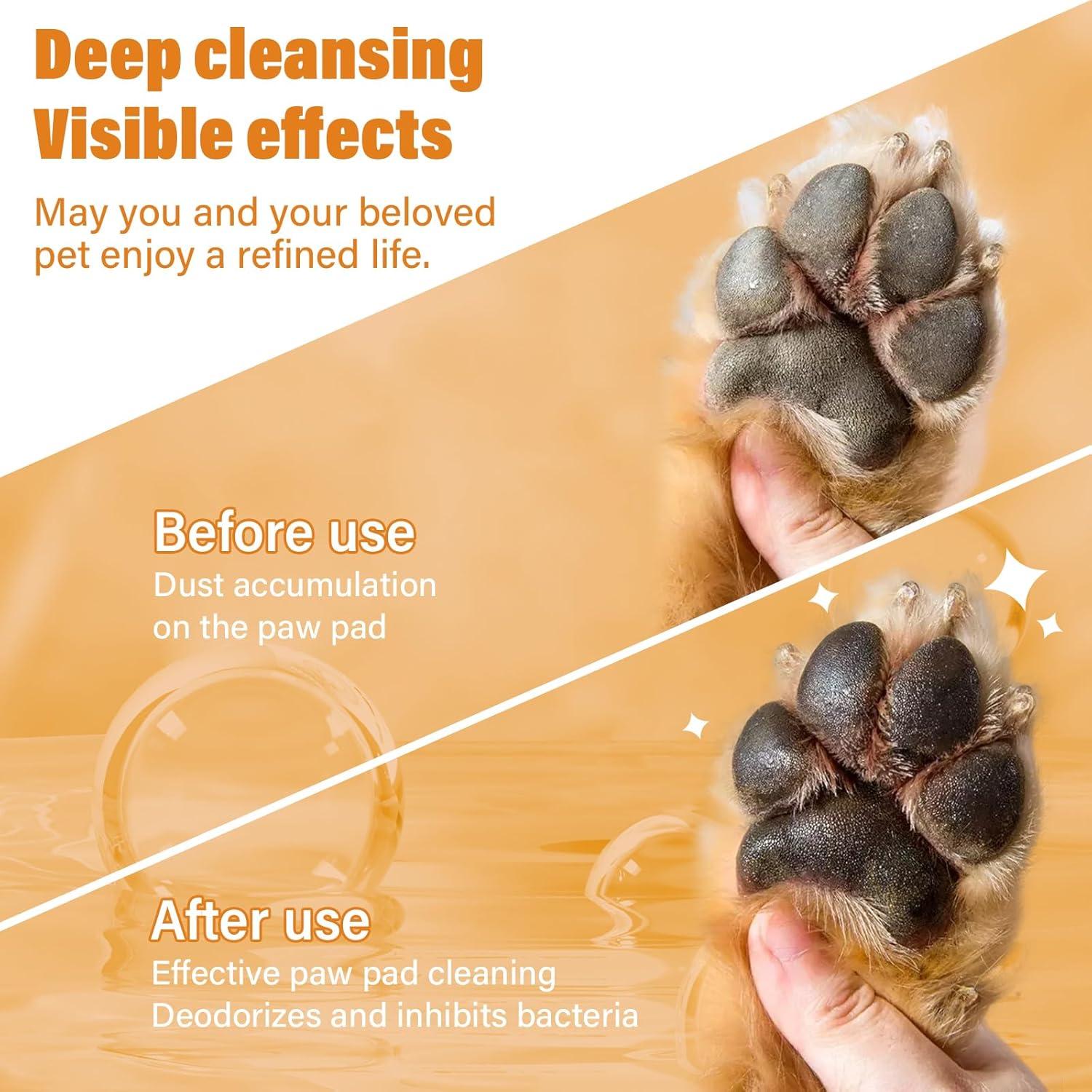 Paw Cleaner for Dogs and Cats,Magic Foam - Clean Paws Rinse Free Foaming Cleanser-Dry Shampoo, Foot Cleaner Brush - with Rose Extract, Odor Control Wash - Good for Puppy