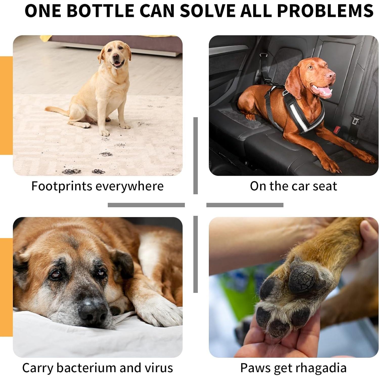 Paw Cleaner for Dogs and Cats,Magic Foam - Clean Paws Rinse Free Foaming Cleanser-Dry Shampoo, Foot Cleaner Brush - with Rose Extract, Odor Control Wash - Good for Puppy