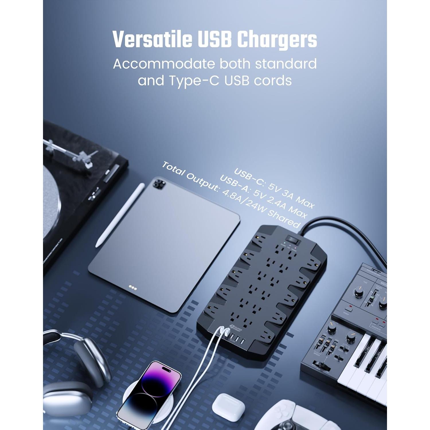 Regleta de Energía SUPERDANNY 22 Salidas AC 6 USB 1875W 2m