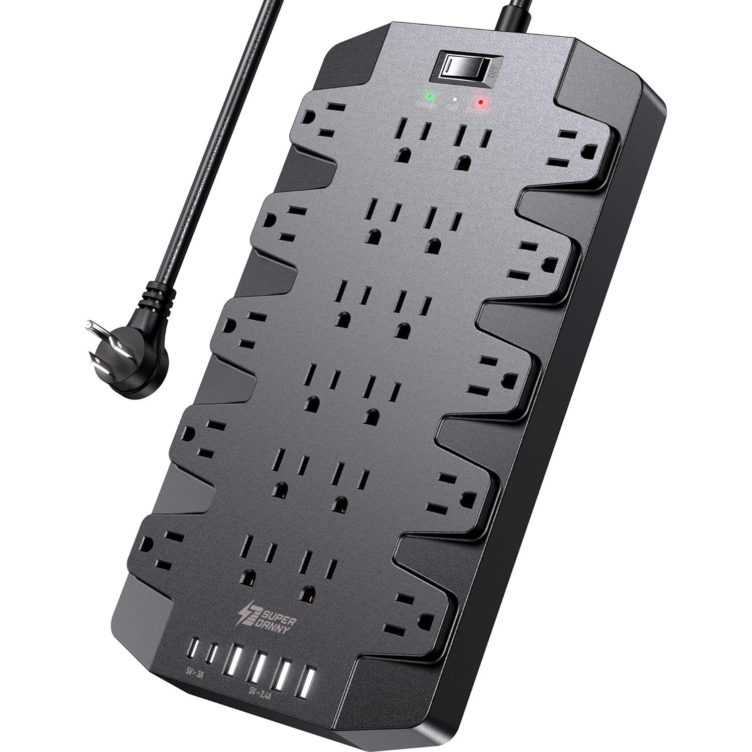 Regleta de Energía SUPERDANNY 22 Salidas AC 6 USB 1875W 2m