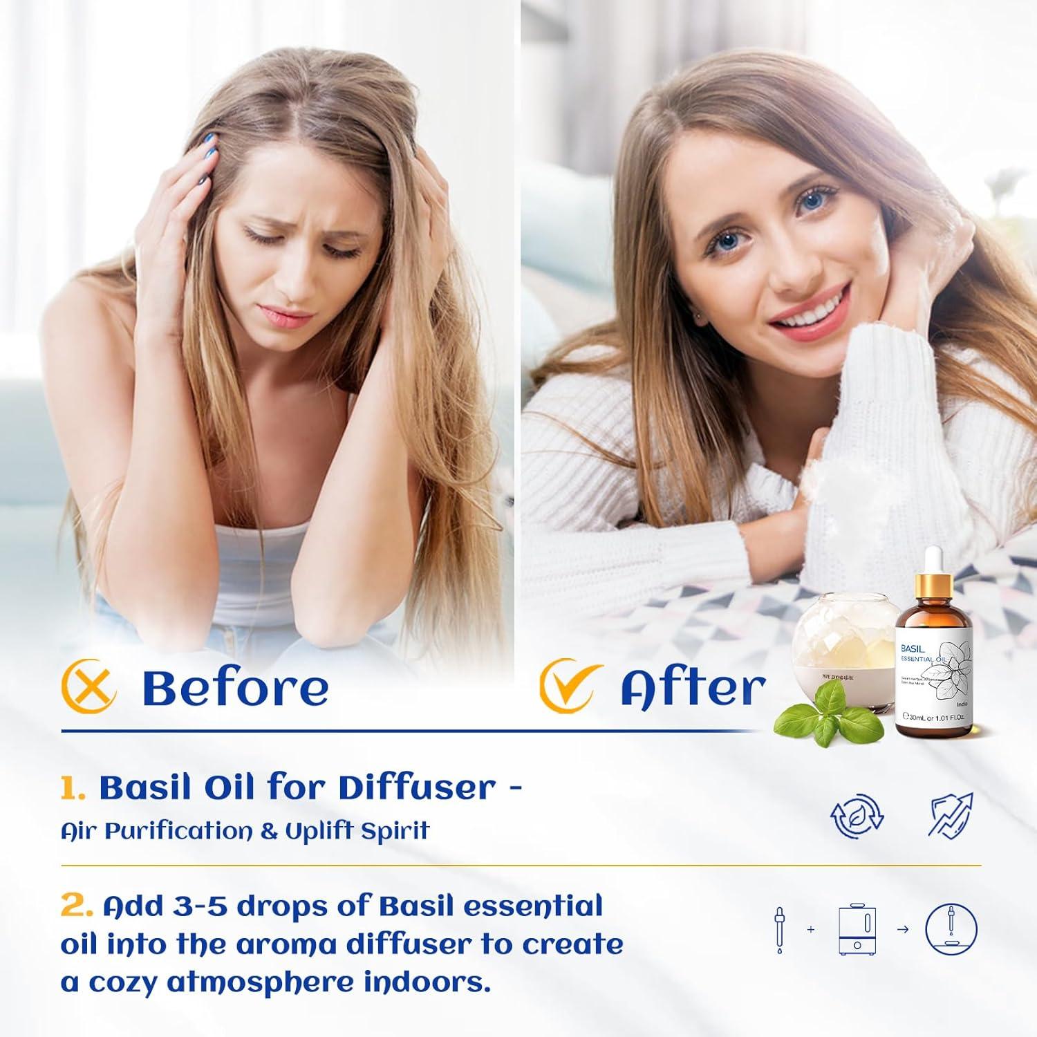 Aceite Esencial de Albahaca HIQILI 30ml 100% Puro y Sin Diluir