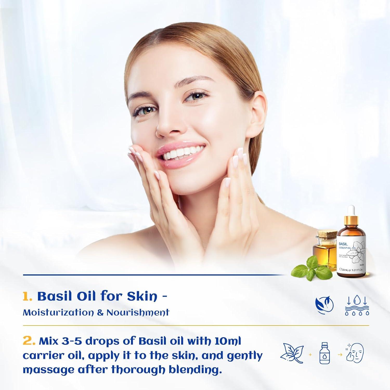 Aceite Esencial de Albahaca HIQILI 30ml 100% Puro y Sin Diluir