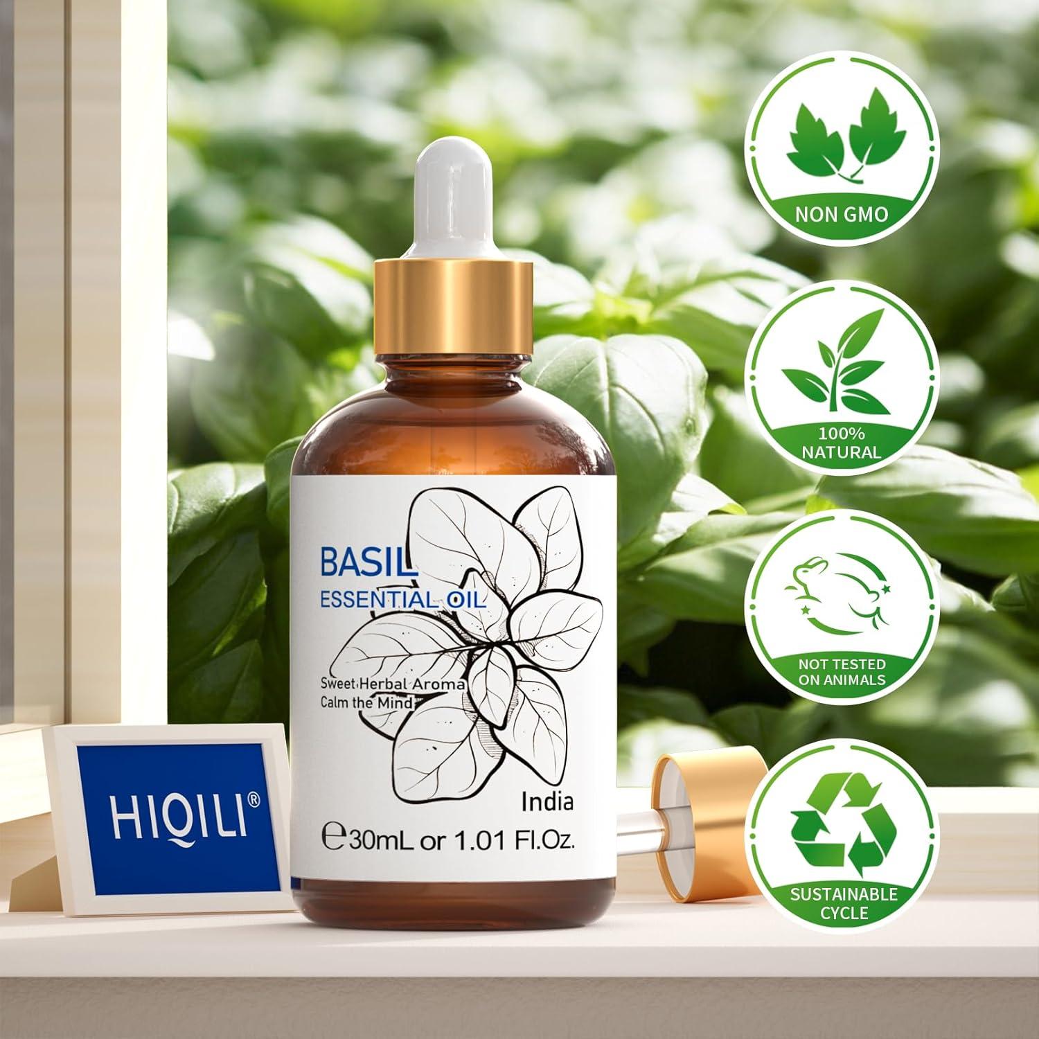 Aceite Esencial de Albahaca HIQILI 30ml 100% Puro y Sin Diluir