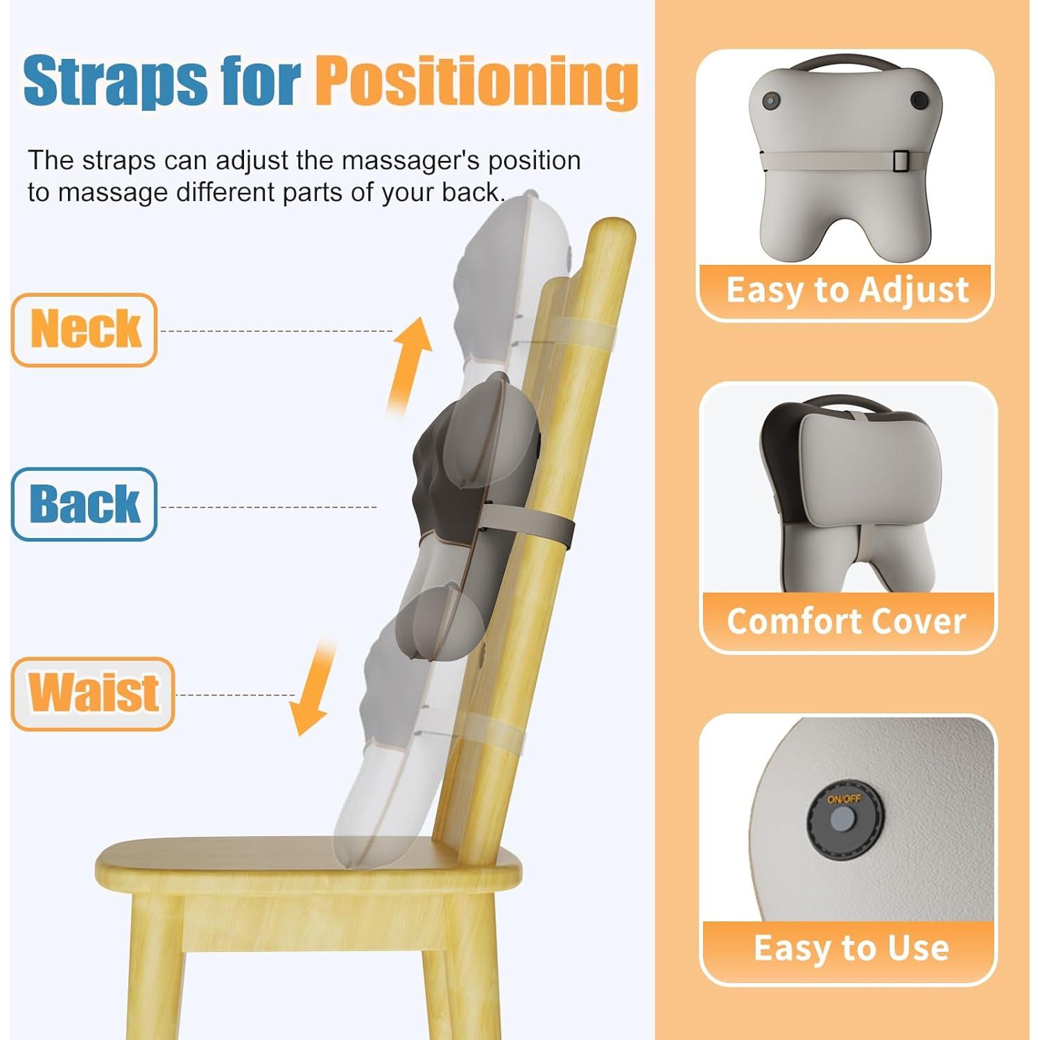 Masajeador de Espalda Comrelax HY-3417 con Calor y 8 Nodos