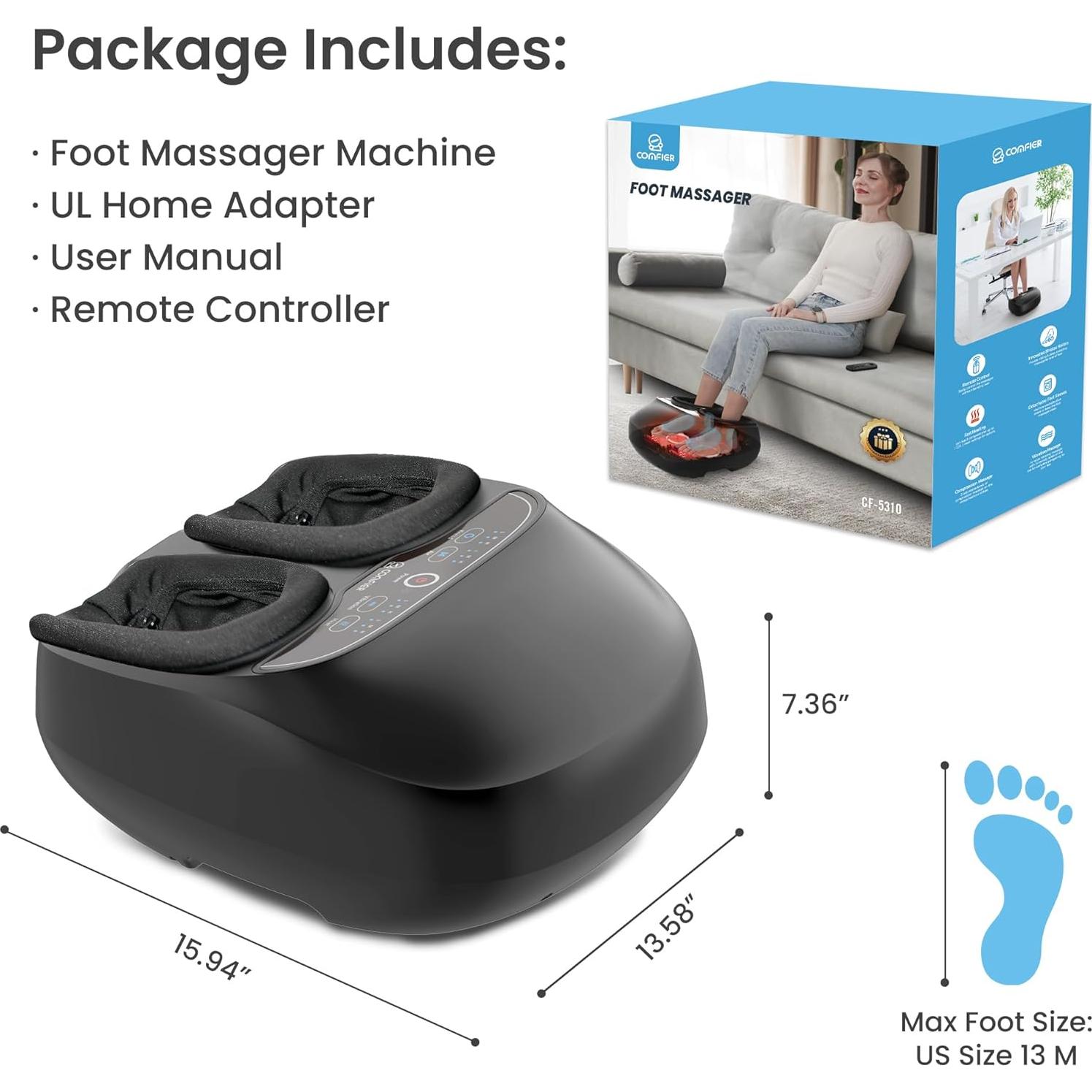 Masajeador de Pies COMFIER con Calor y Control Remoto