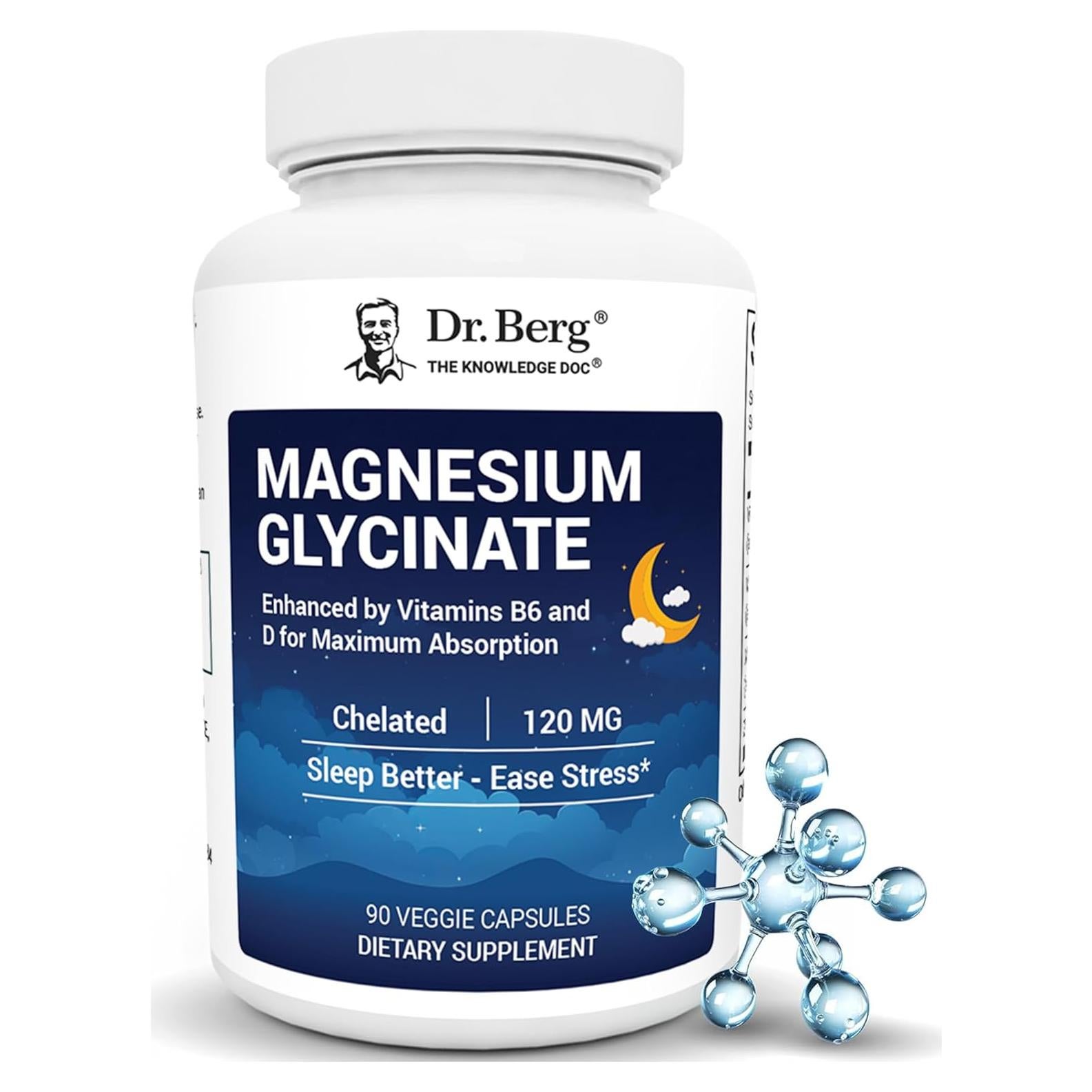 Suplemento de Magnesio Glicinato Dr. Berg 90 Caps - Alivio Estrés