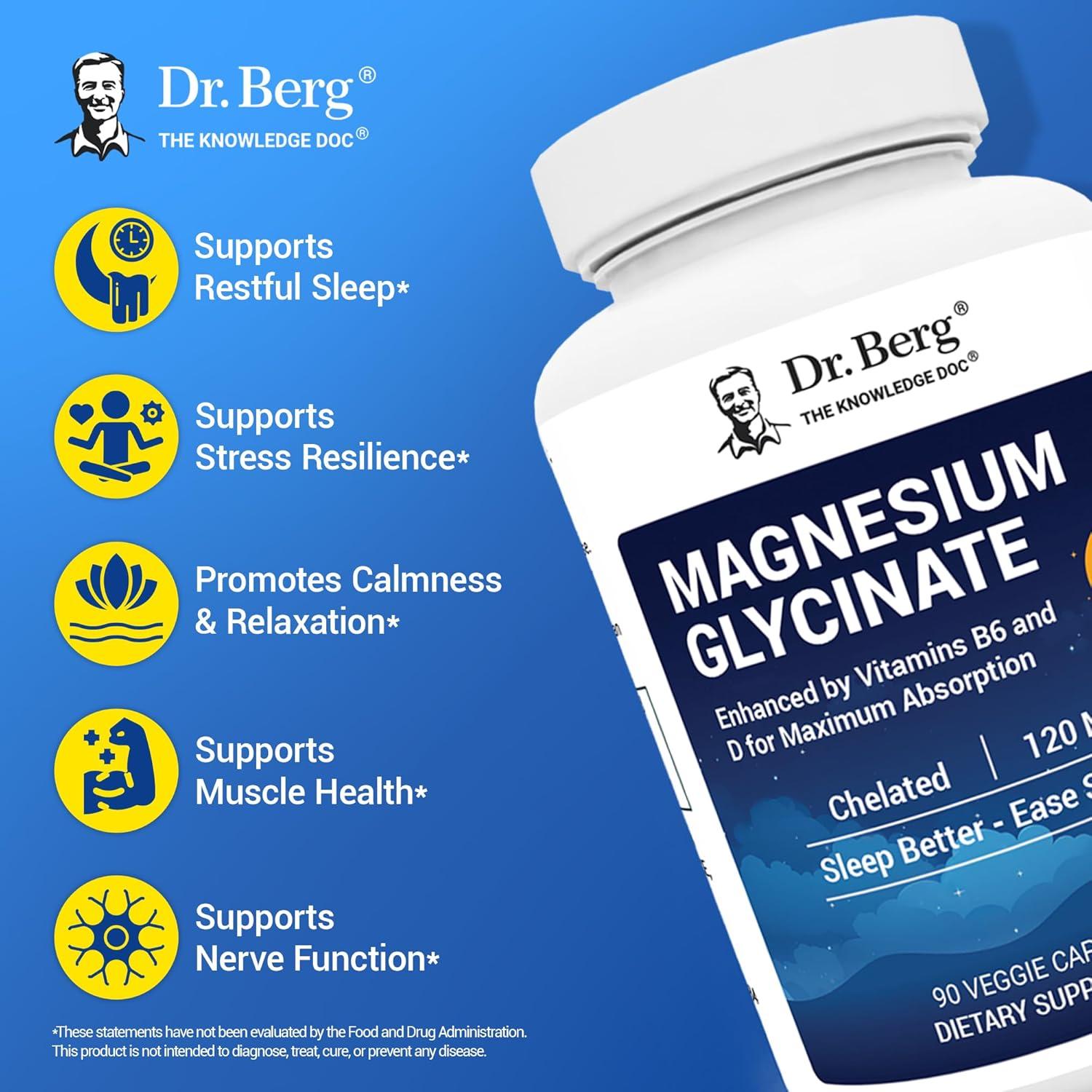 Suplemento de Magnesio Glicinato Dr. Berg 90 Caps - Alivio Estrés