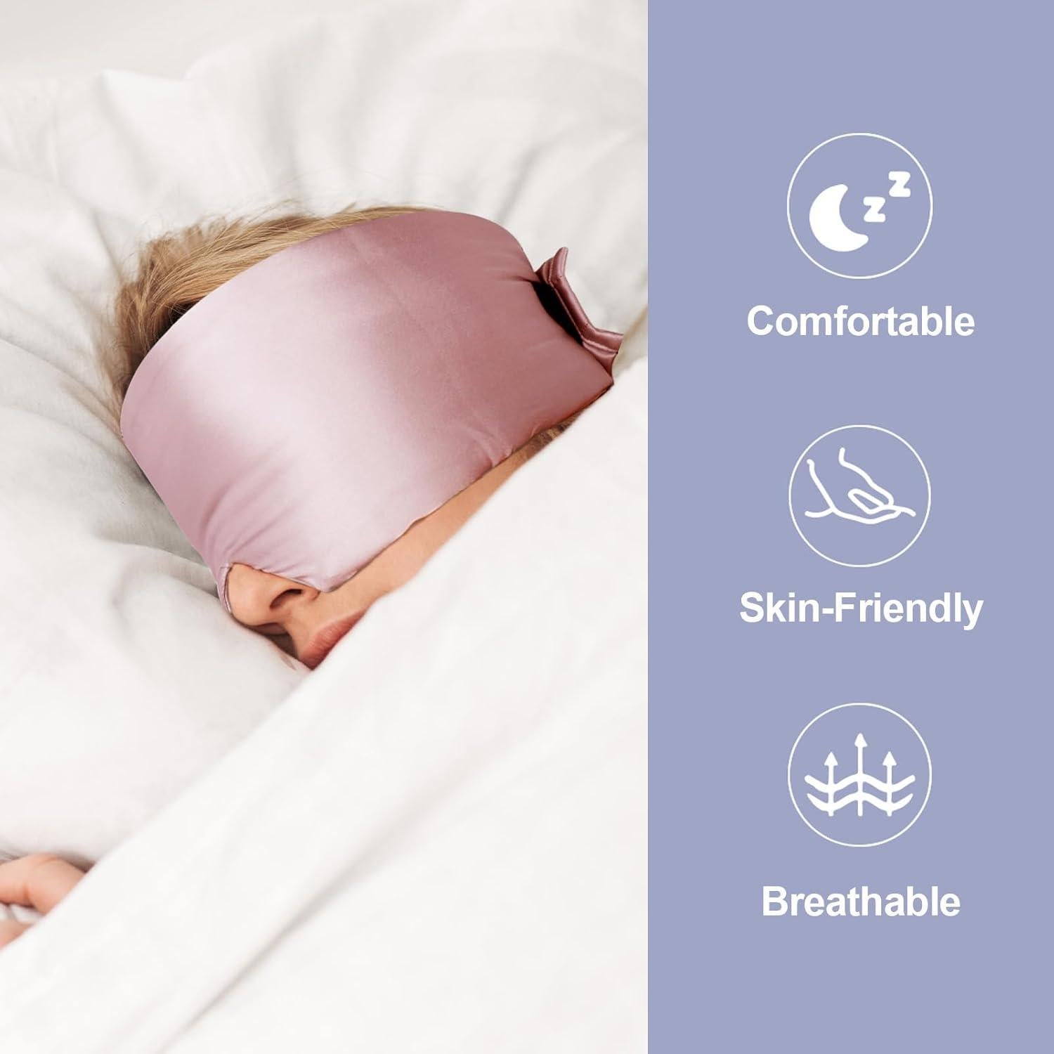 Máscara de Sueño de Seda de Morera Dempors Rosa Ajustable