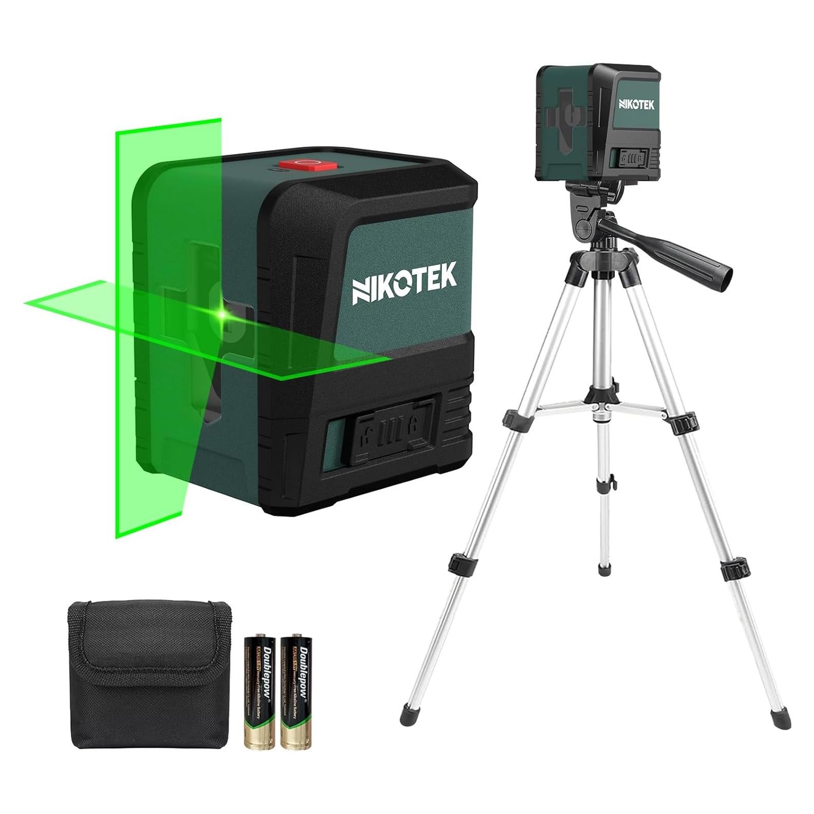 Laser Level, Self-leveling Green Line Laser With Horizontal and Vertical Lines for Construction and Picture Hanging, Battery Included (NK02G With 26 inch Tripod)