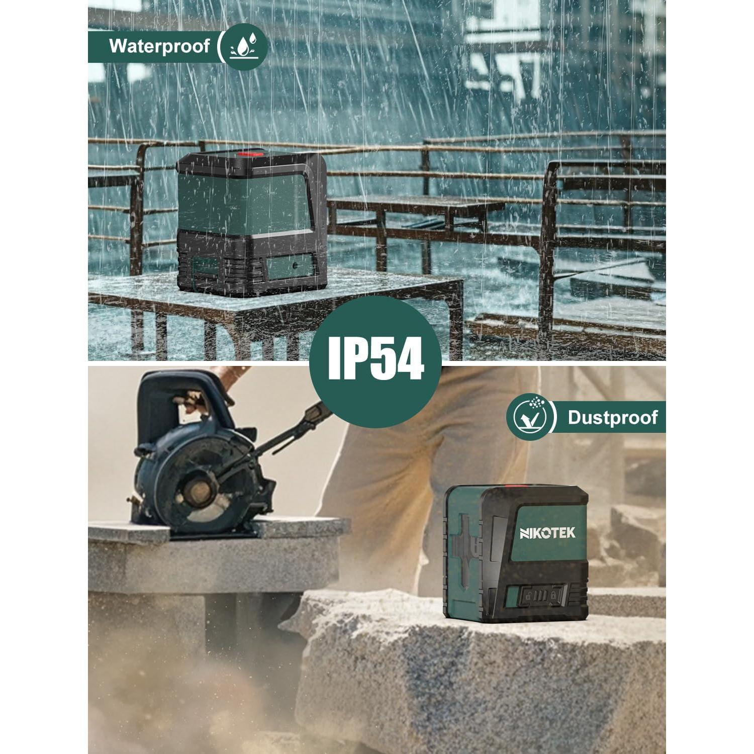 Laser Level, Self-leveling Green Line Laser With Horizontal and Vertical Lines for Construction and Picture Hanging, Battery Included (NK02G With 26 inch Tripod)