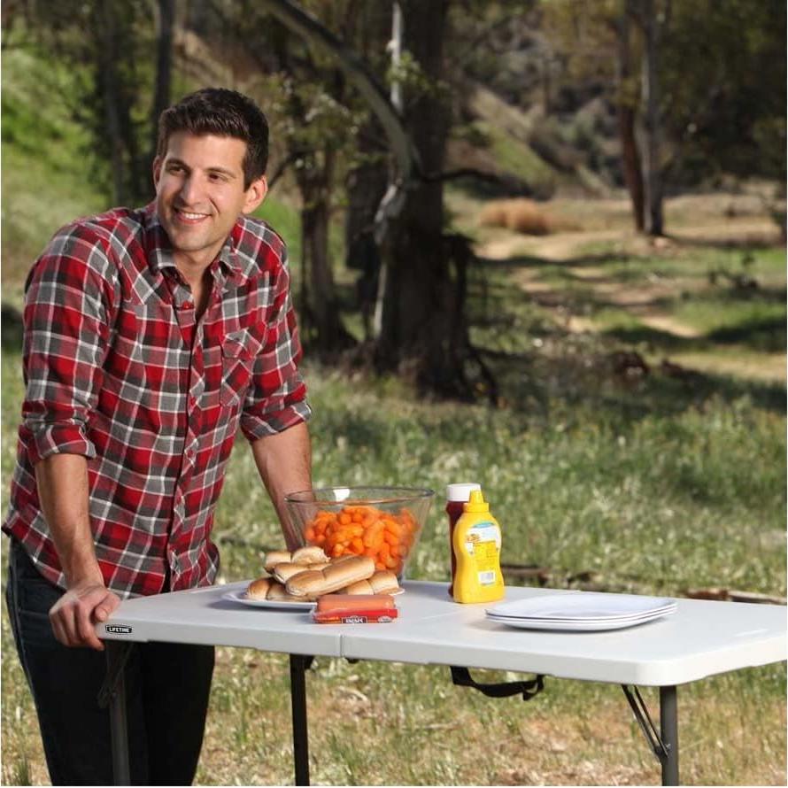 Lifetime Fold-in-Half Adjustable Folding Table, 4 Foot