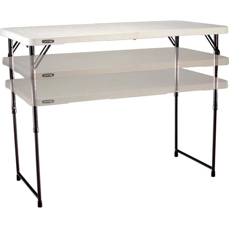 Lifetime Fold-in-Half Adjustable Folding Table, 4 Foot