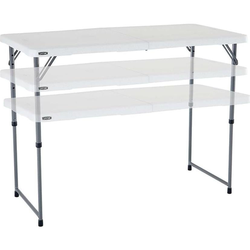 Lifetime Fold-in-Half Adjustable Folding Table, 4 Foot
