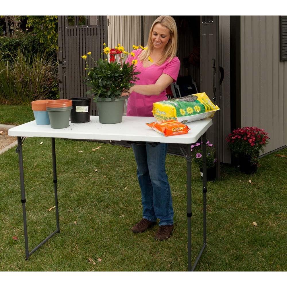 Lifetime Fold-in-Half Adjustable Folding Table, 4 Foot