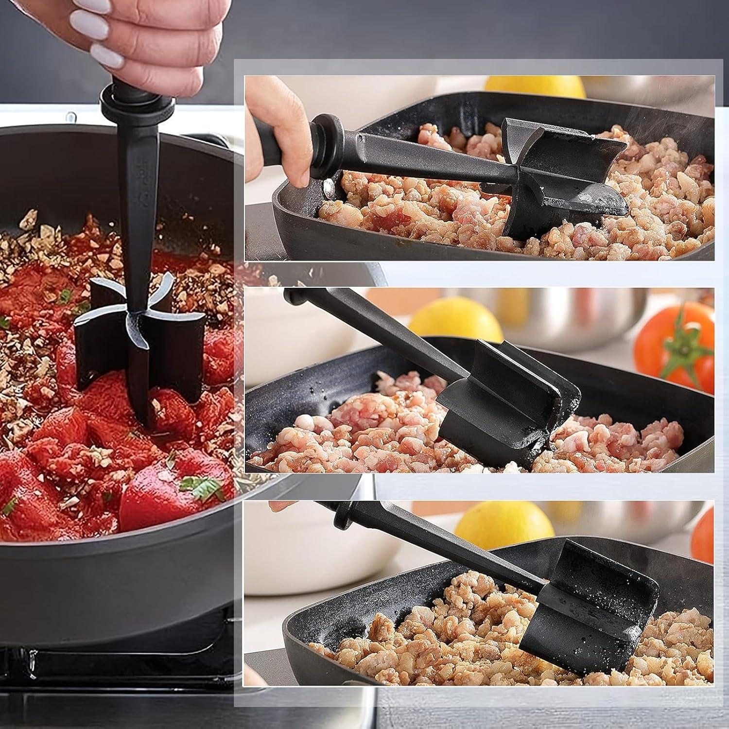 2pc Meat Chopper, Heat Resistant Meat Masher, 5 Curve Blade Hamburger Chopper, Nylon Ground Beef Smasher, Send Goods from Local Warehouse