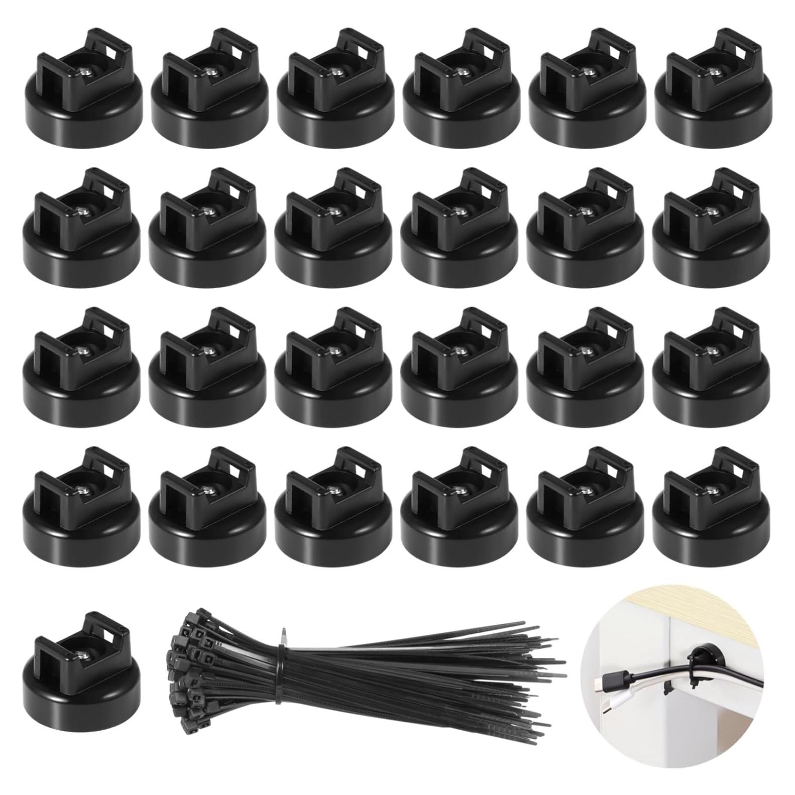 Magnetic Cable Zip Tie Mounts, 15 Pcs Magnets with 50 Pcs Cable Zip Ties, Multipurpose Magnetic Cables Holder for Cables Management, Wire Management Bases