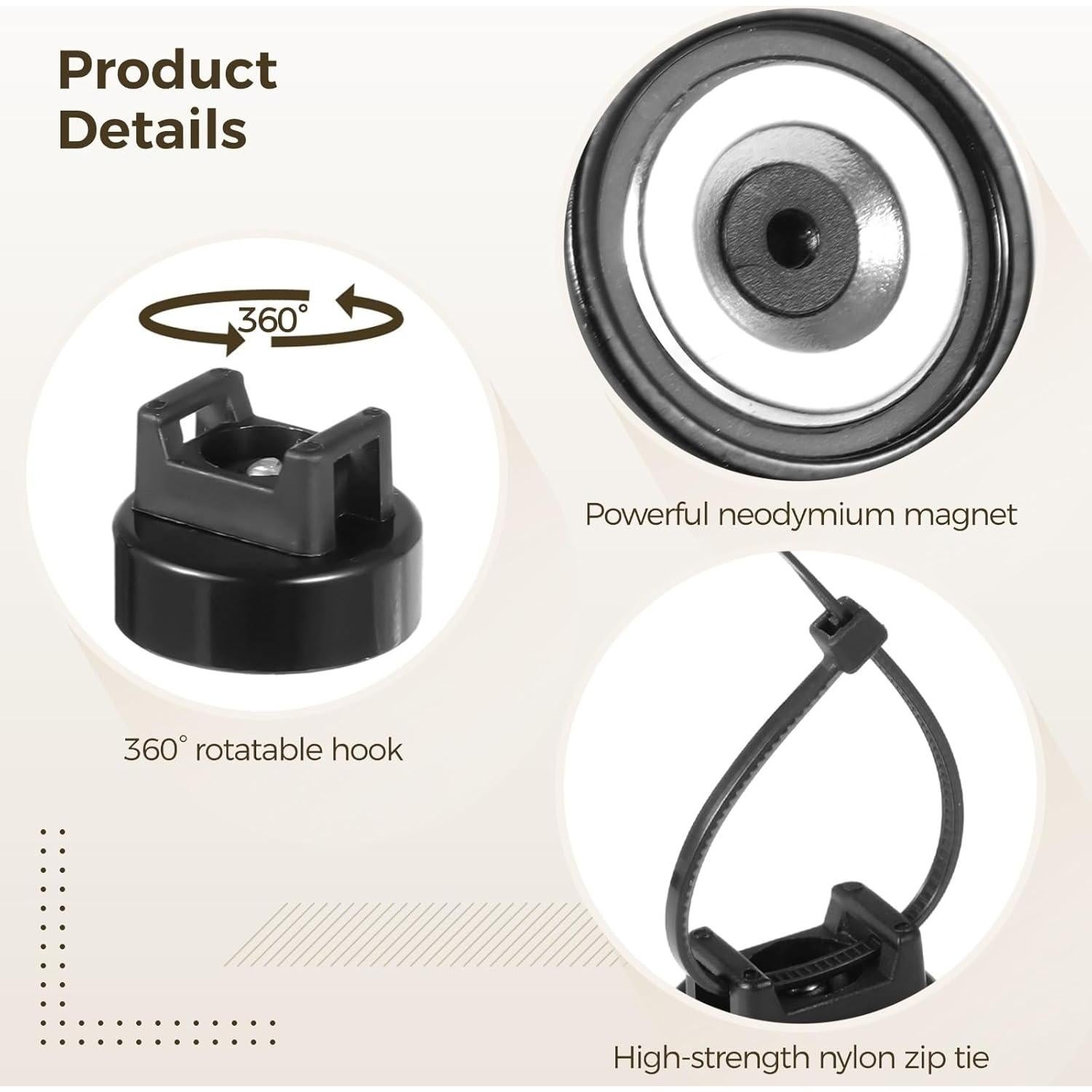 Magnetic Cable Zip Tie Mounts, 15 Pcs Magnets with 50 Pcs Cable Zip Ties, Multipurpose Magnetic Cables Holder for Cables Management, Wire Management Bases