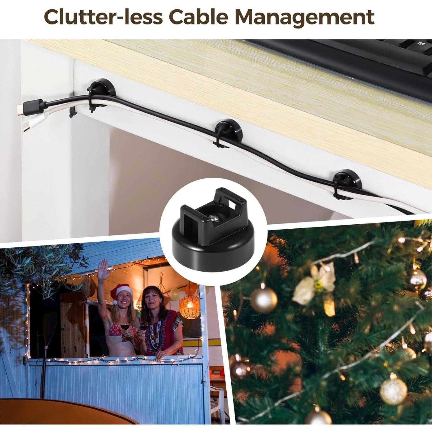 Magnetic Cable Zip Tie Mounts, 15 Pcs Magnets with 50 Pcs Cable Zip Ties, Multipurpose Magnetic Cables Holder for Cables Management, Wire Management Bases