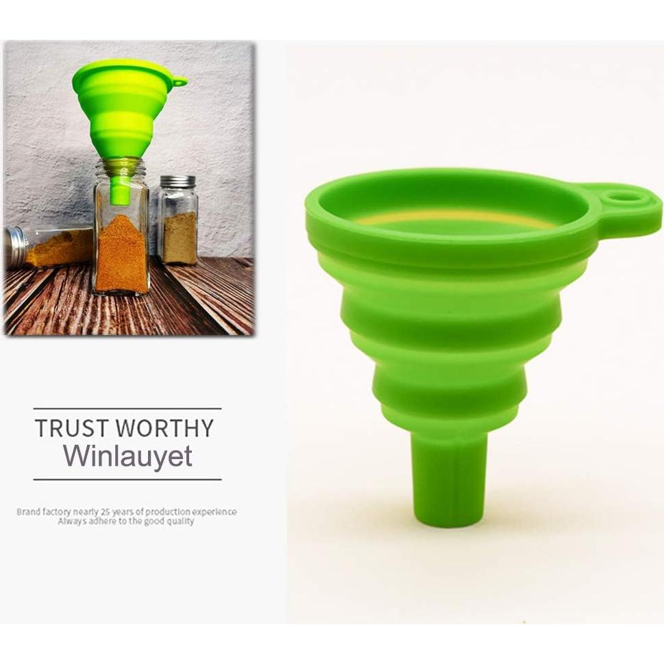 Juego de 3 embudos colapsables de silicona Winlauyet verde