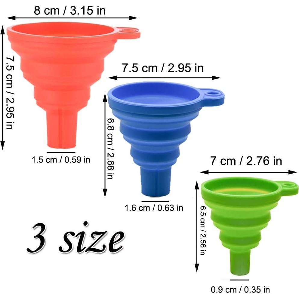 Juego de 3 embudos colapsables de silicona Winlauyet verde