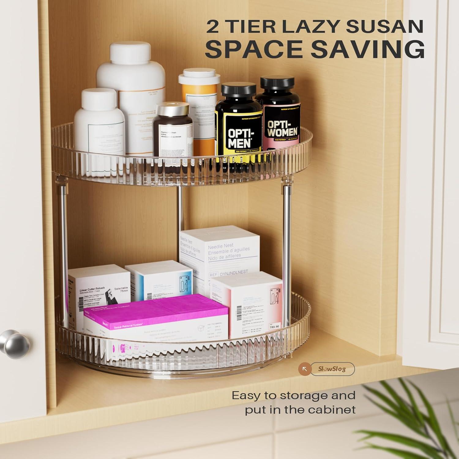 Organizador Lazy Susan 2 Niveles Slowslog 24.13 cm Transparente