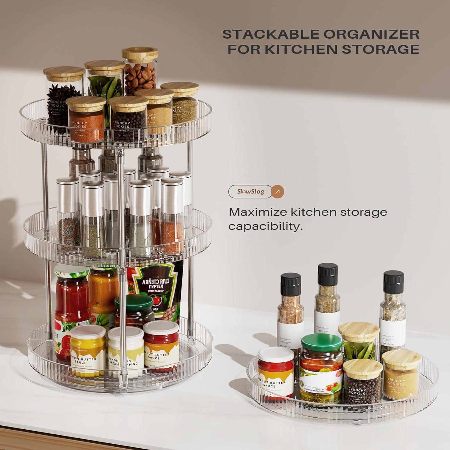 Organizador Lazy Susan 2 Niveles Slowslog 24.13 cm Transparente