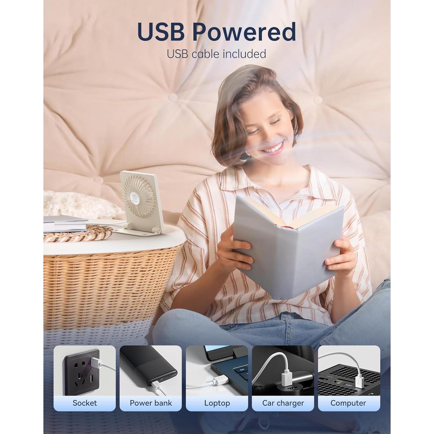 Ventilador de Escritorio TriPole KW59P USB 3 Velocidades Beige