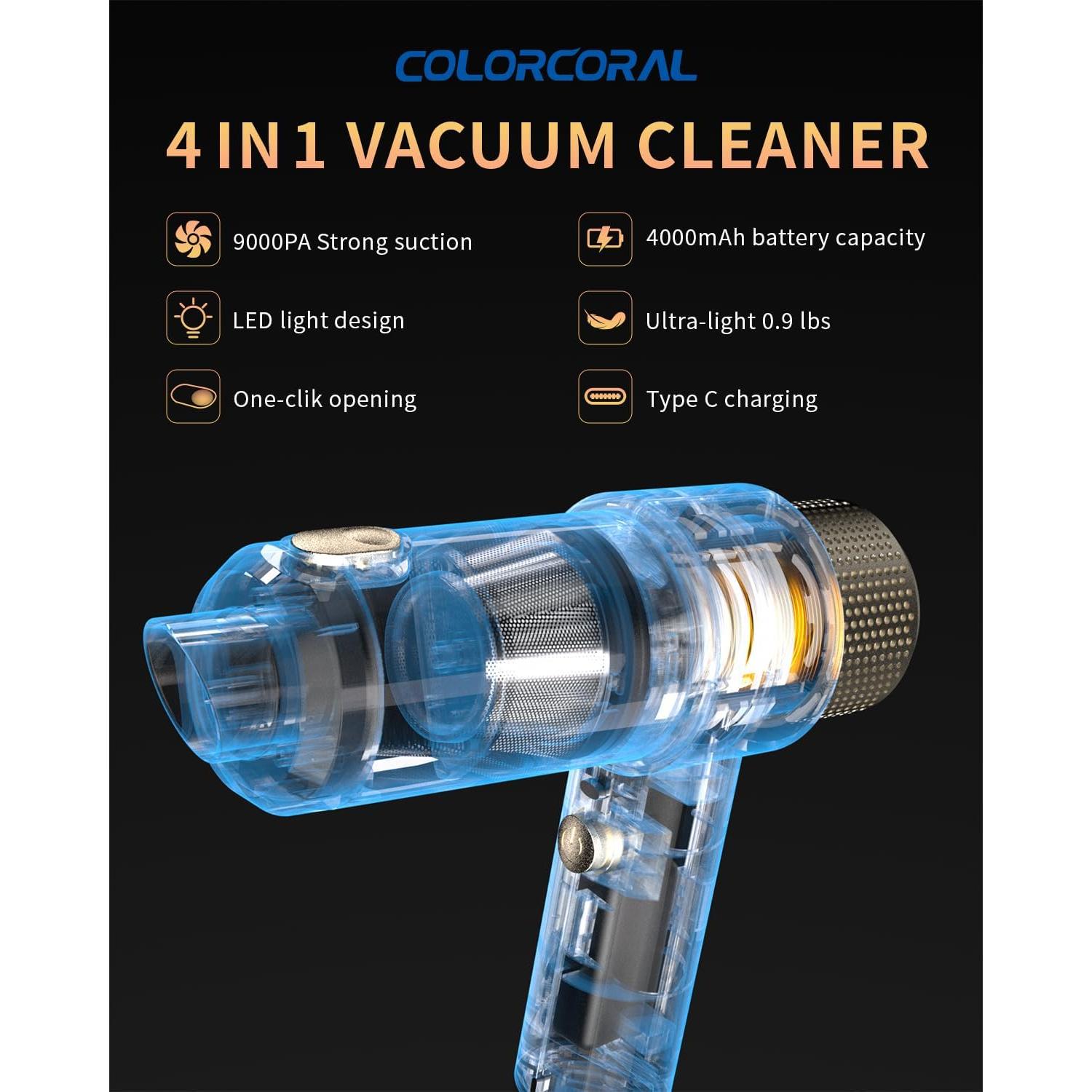 Aspiradora Portátil Inalámbrica COLORCORAL VCM008 60W 20min