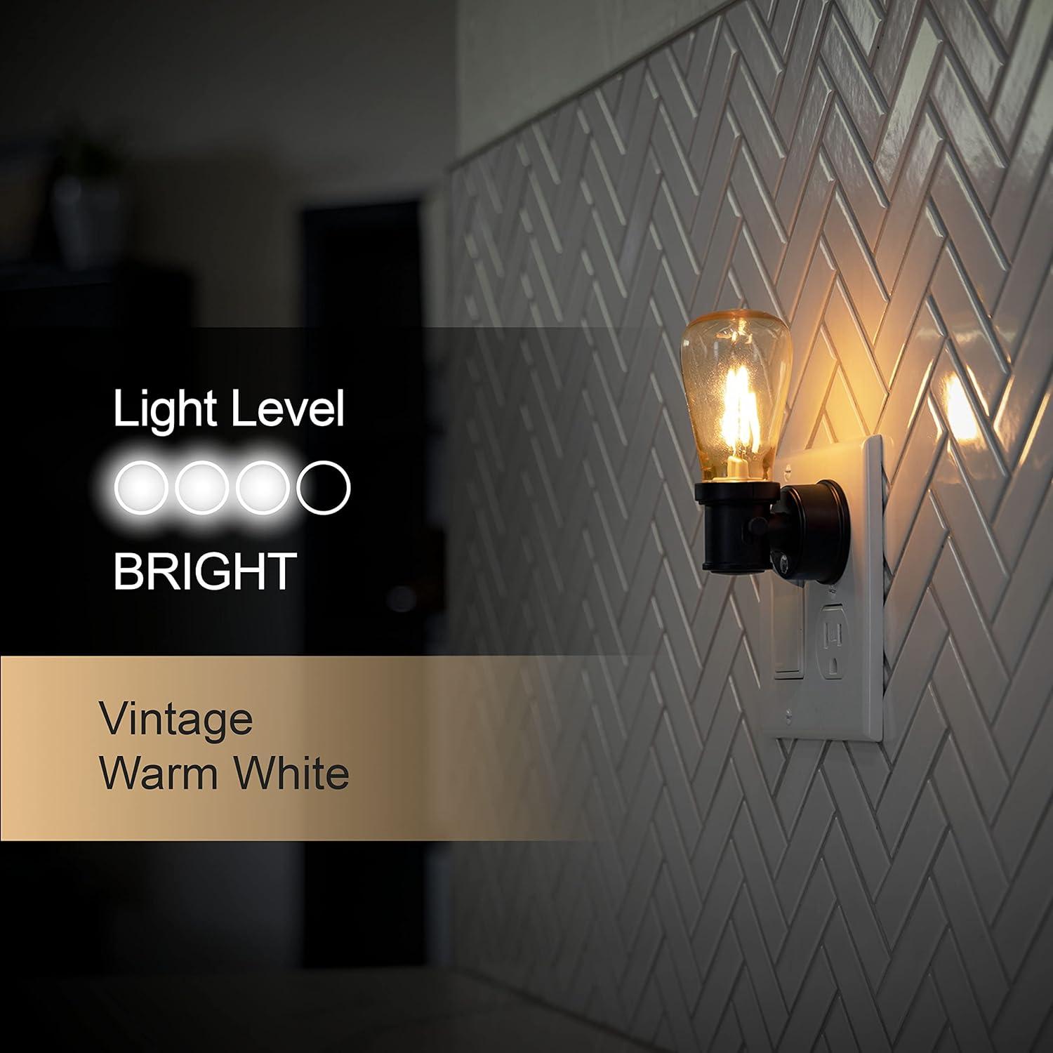 Luz Nocturna LED Vintage GE con Sensor Crepúsculo, 14 Lúmenes