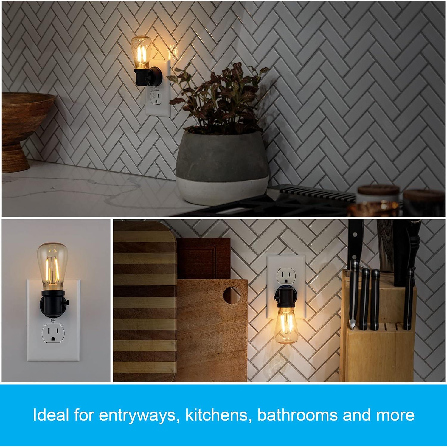 Luz Nocturna LED Vintage GE con Sensor Crepúsculo, 14 Lúmenes