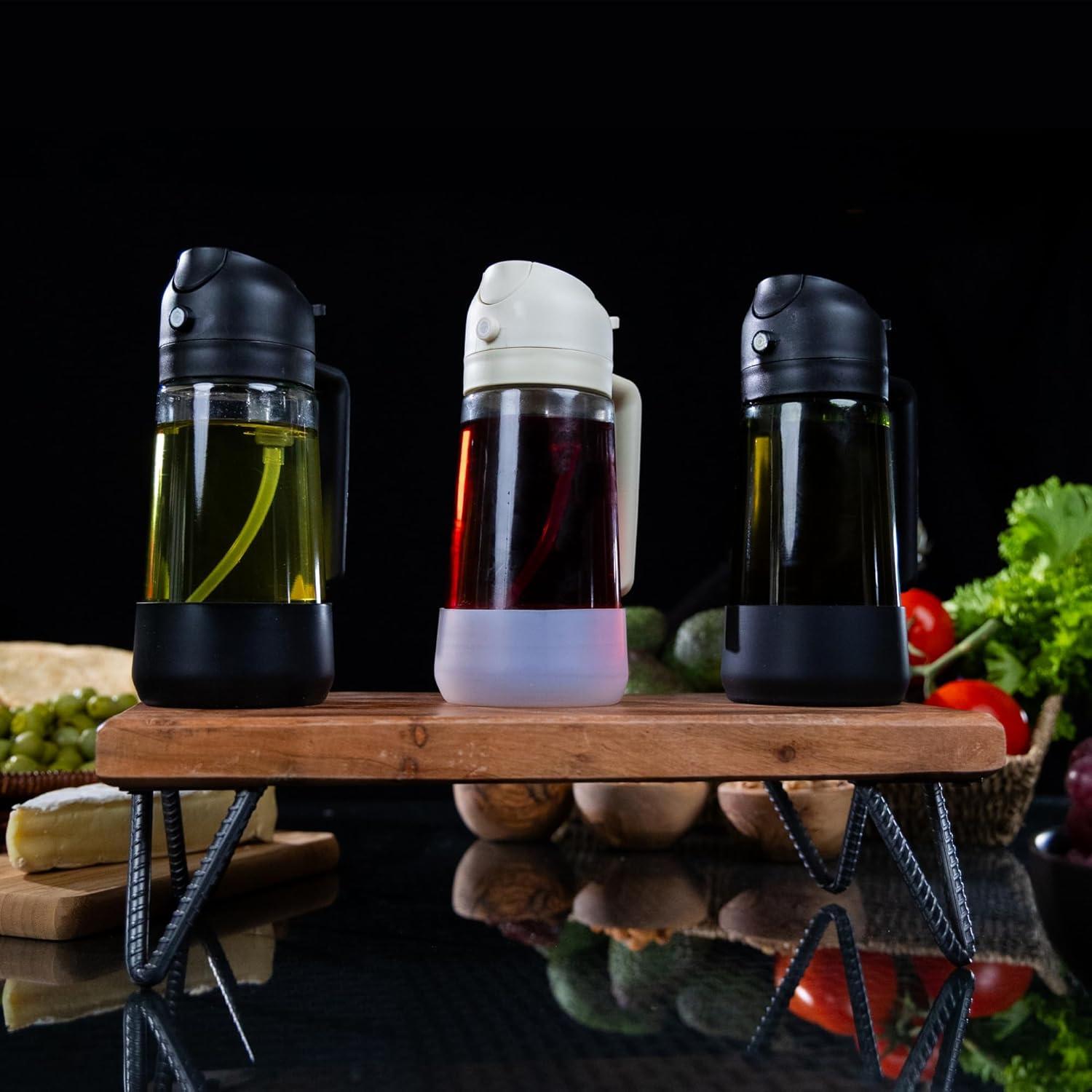 Botella de Spray de Aceite de Oliva MBO 470ml - Dispensador de Vidrio con Base de Silicona