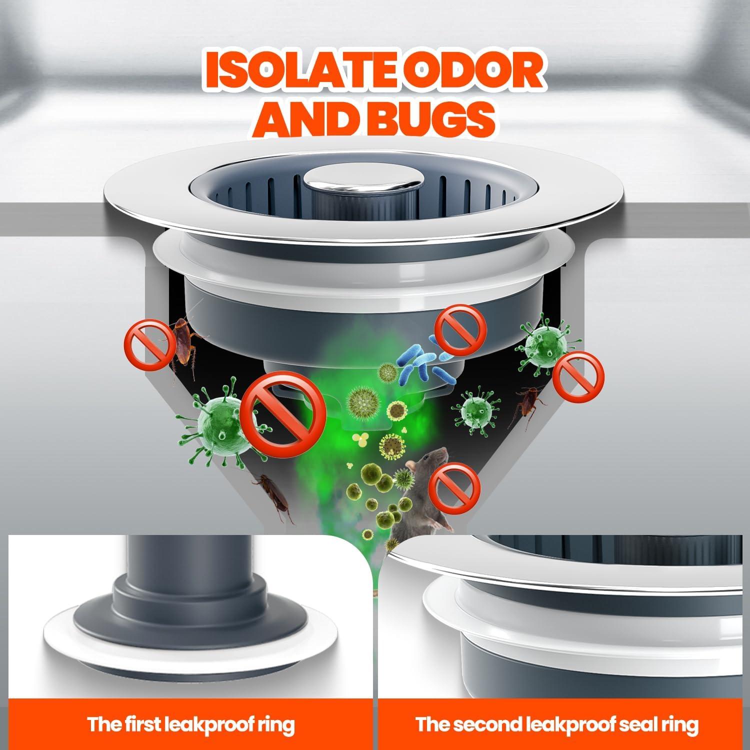 Paquete de 2 Filtros de Drenaje de Fregadero Nipoko 3 en 1