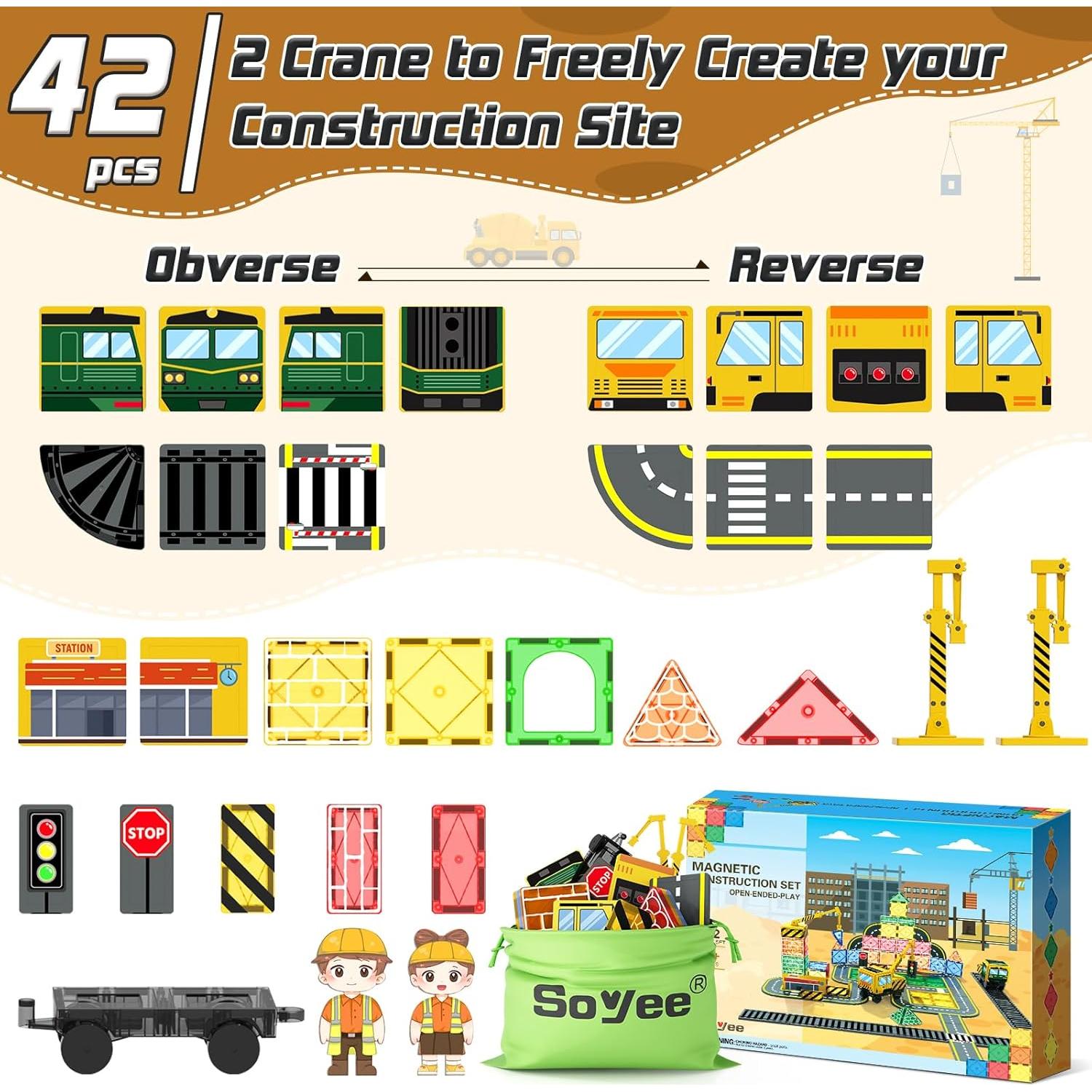 Juego de Construcción Magnético Soyee con 2 Grúas 1.52 kg