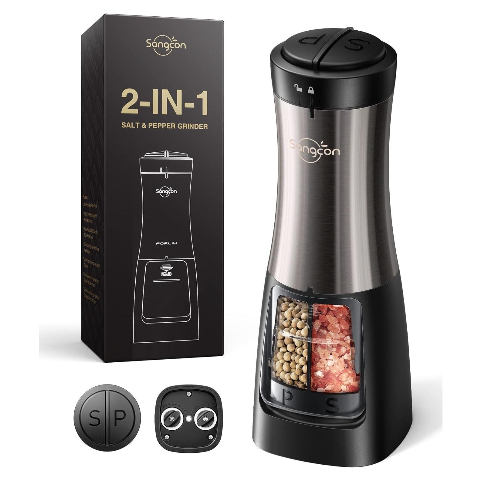Molinillo Eléctrico de Sal y Pimienta Sangcon 2 en 1 Automático