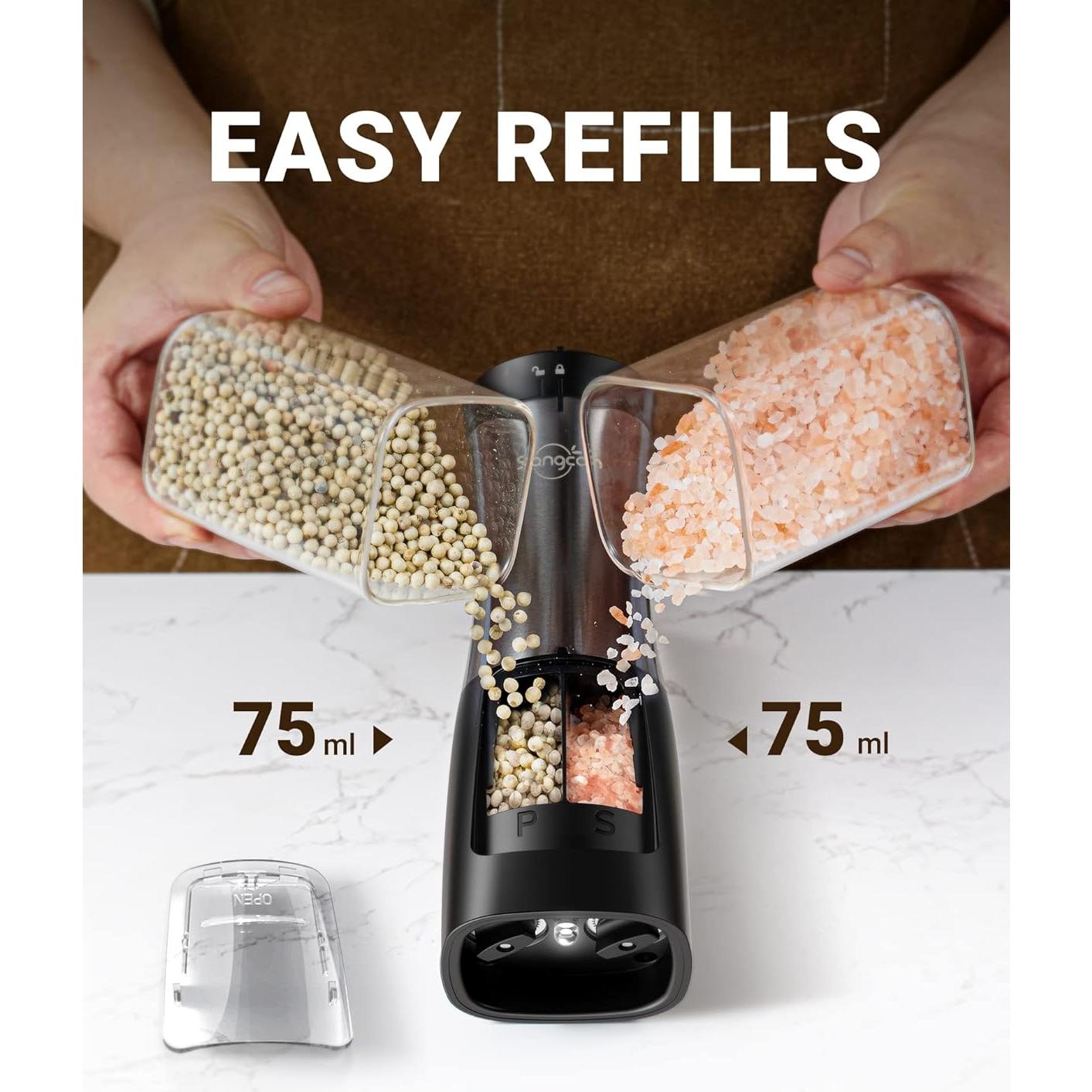 Molinillo Eléctrico de Sal y Pimienta Sangcon 2 en 1 Automático