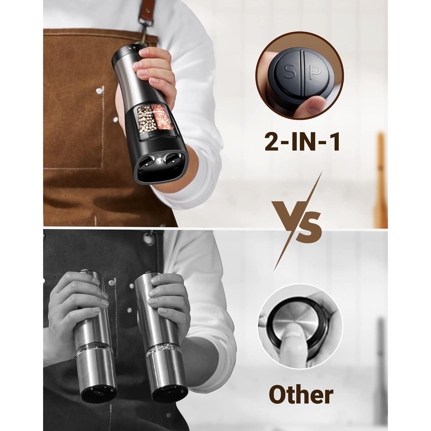 Molinillo Eléctrico de Sal y Pimienta Sangcon 2 en 1 Automático