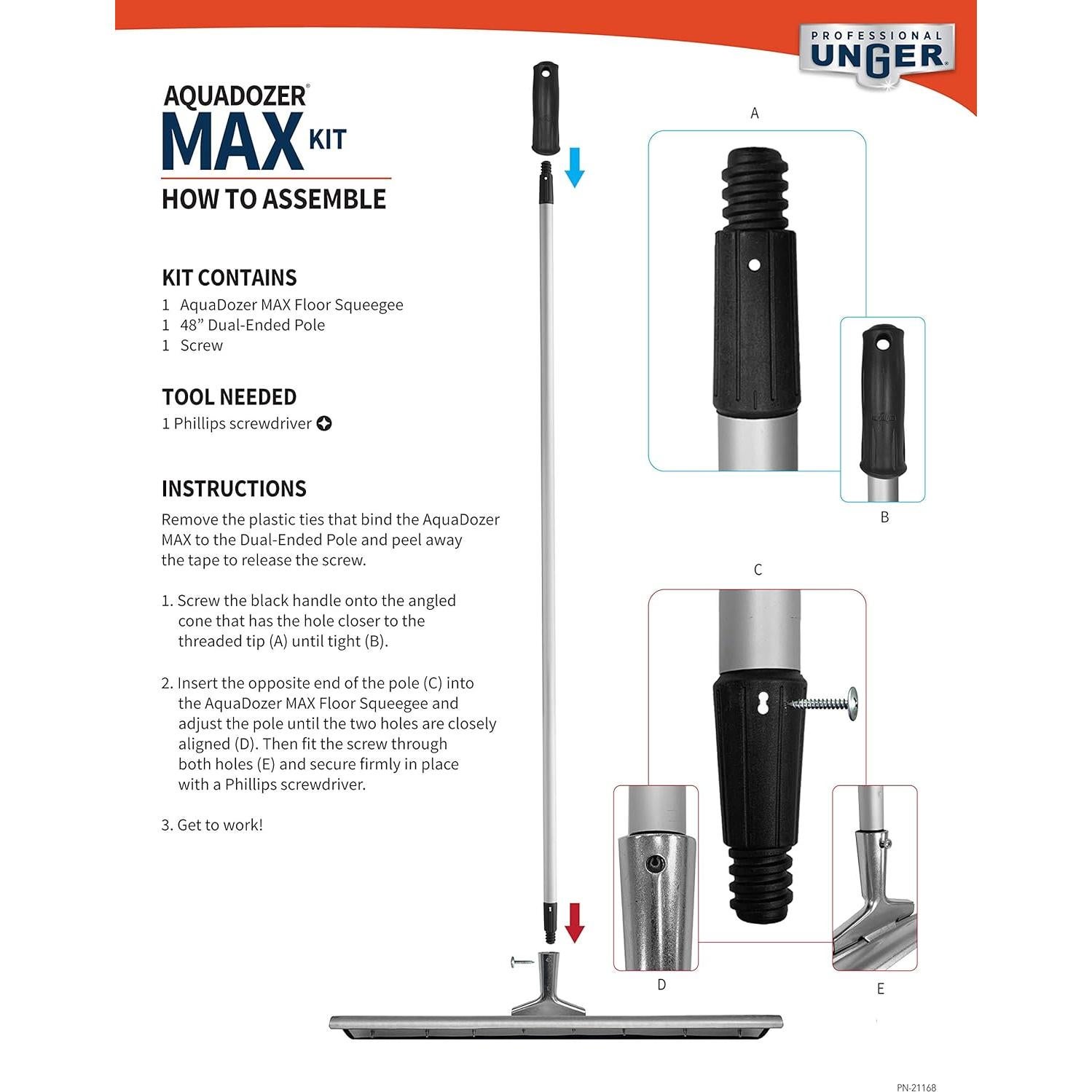 Kit de Escobilla de Piso Unger Professional 61 cm con Palo 122 cm