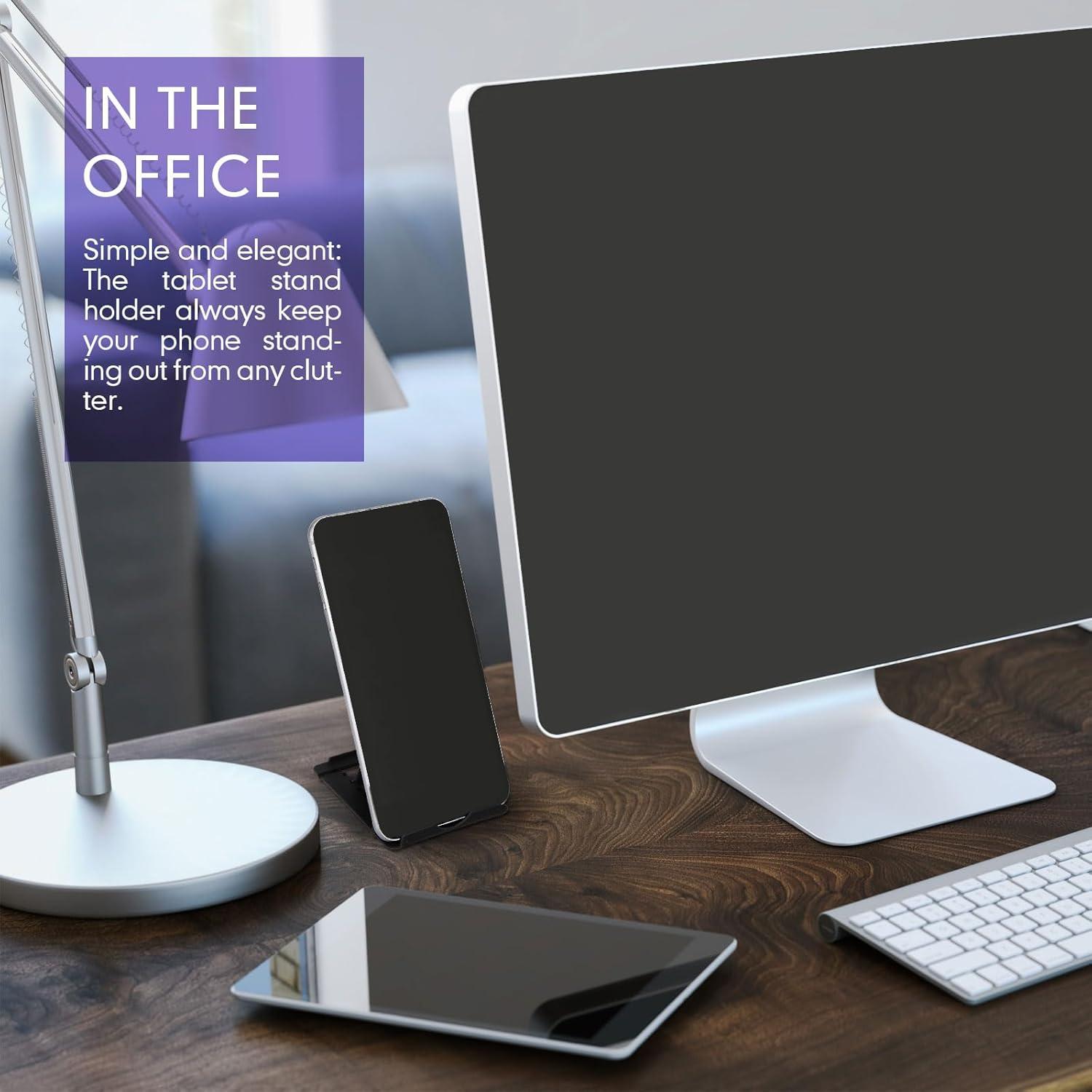 Macarrie 24 Pcs Cell Phone Stand, Universal Foldable Tablet Stand for Desk Compatible with Phone 13 12 11 Pro Xs Max x 8 6s Plus All Android Smartphones(Black)