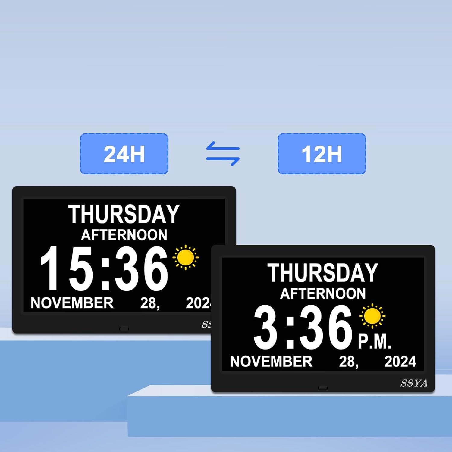 Reloj Digital Grande SSYA 11.5" para Mayores con Alarma