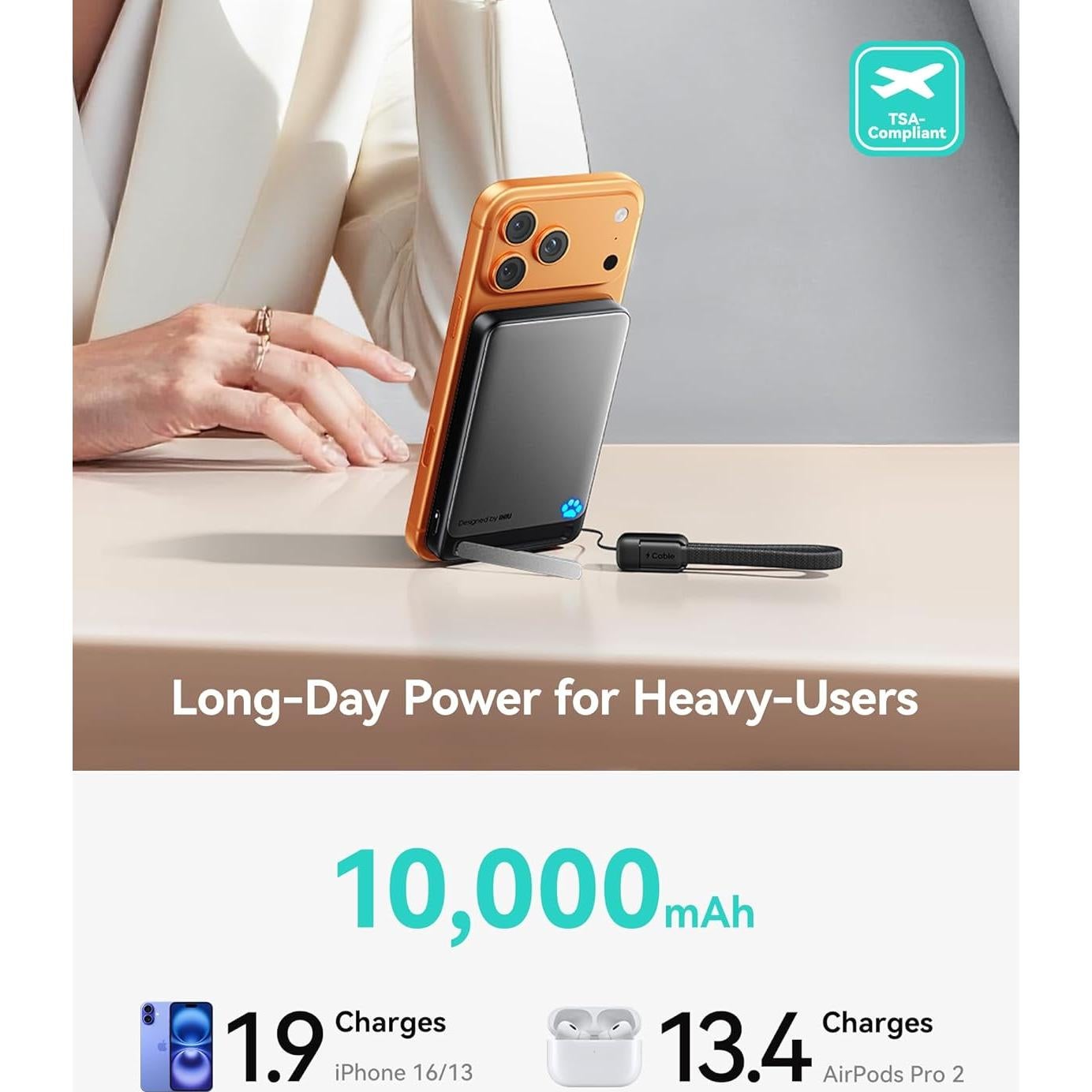 Cargador Portátil Magnético INIU 10000mAh 45W Carga Rápida