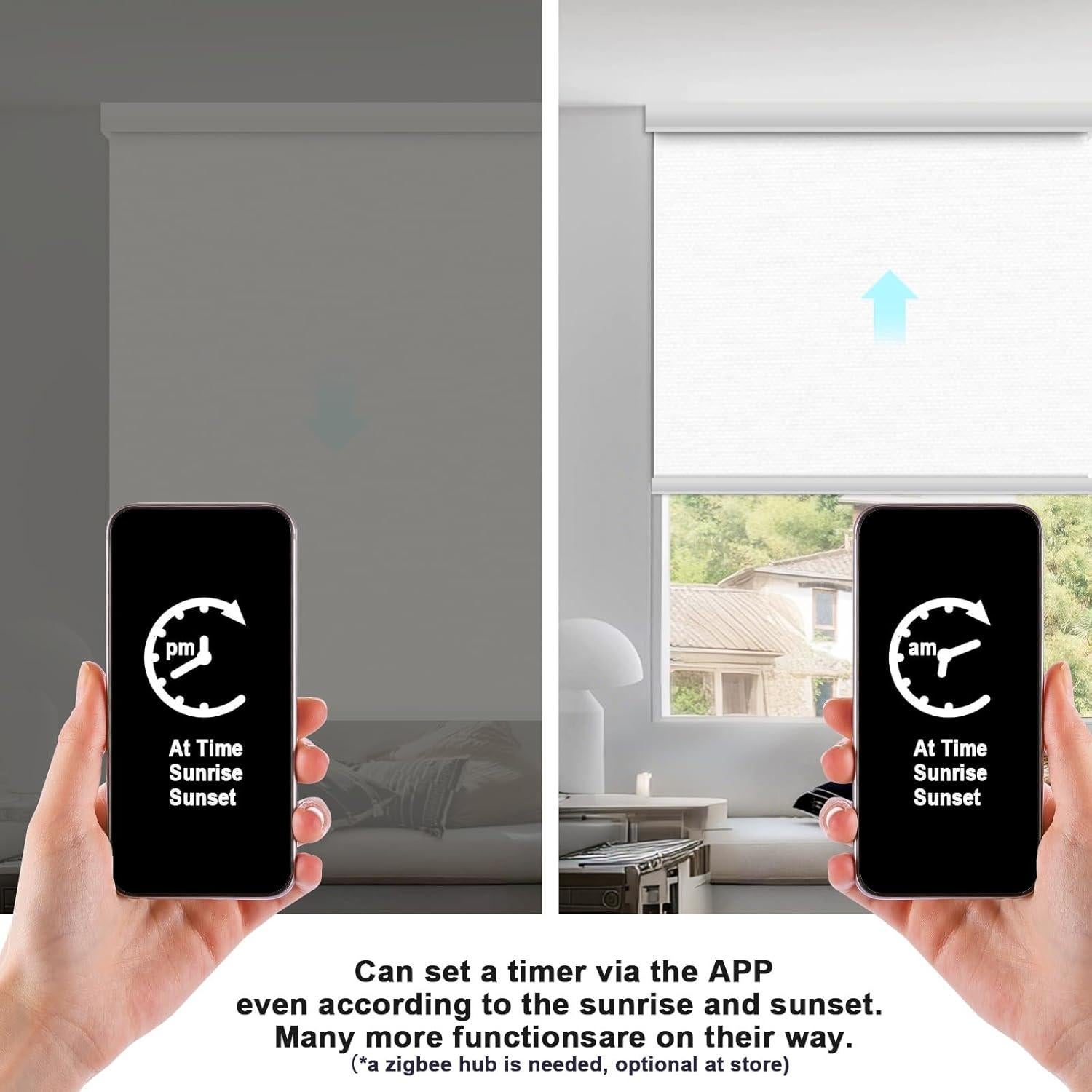 Motorized Blinds with Remote Smart Blackout Shades Electric Curtains Automatic Roller Blinds Shades for Indoor Windows Cordless with Alexa Google Home(Blackout Cream White,W20x H62)