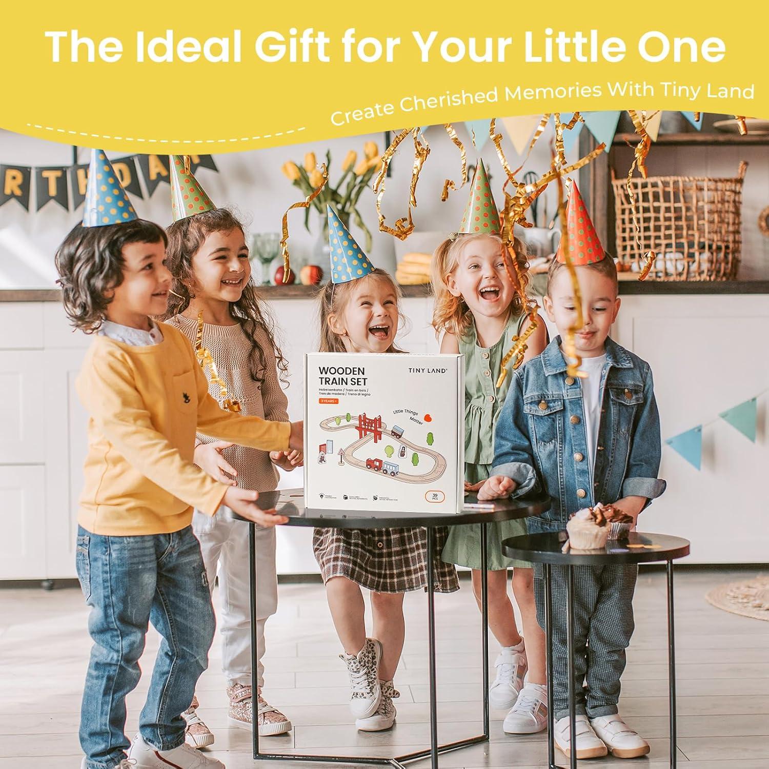 Juego de tren de madera Tiny Land 39 piezas para niños