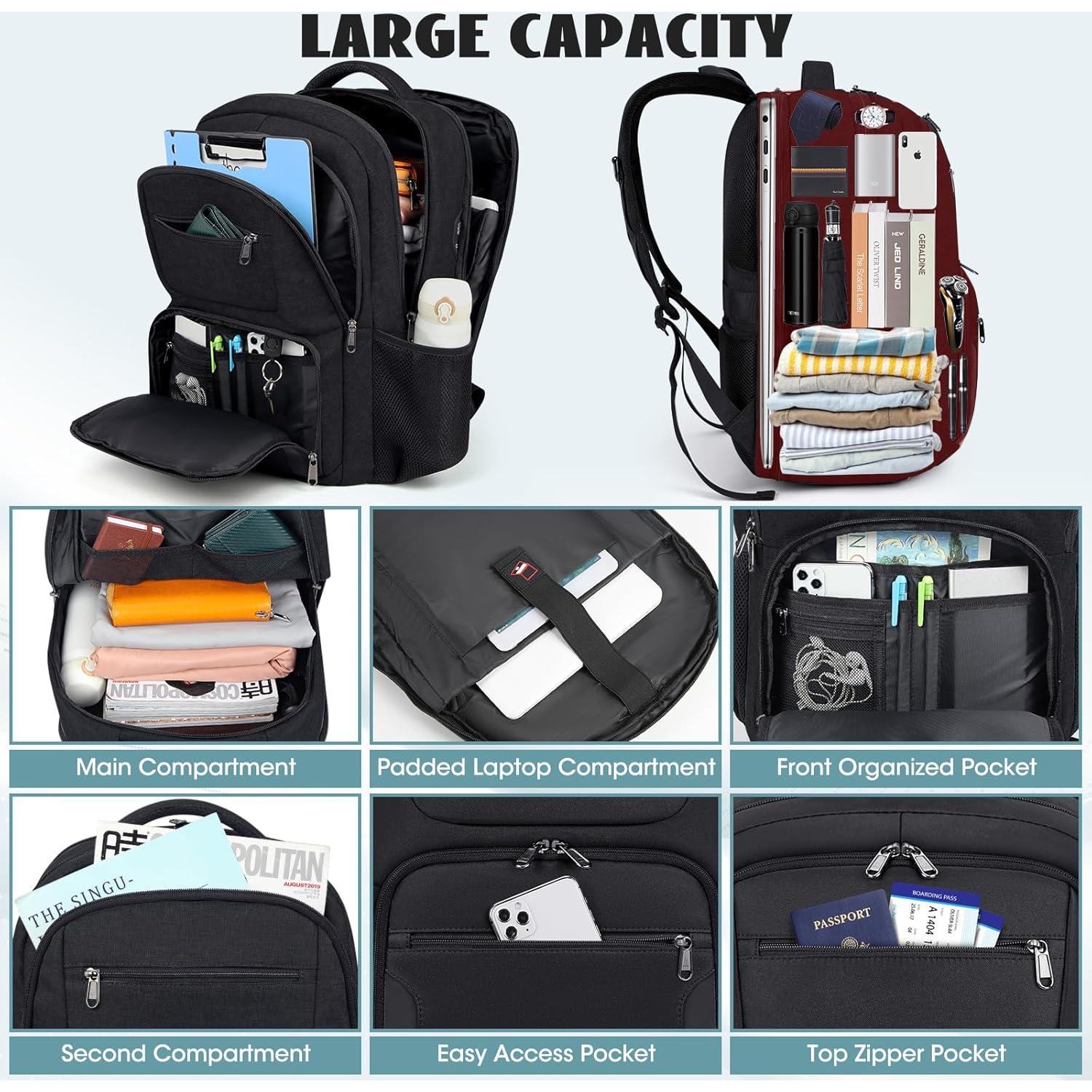 Mochila de Viaje SDYSM 17.3" Antirrobo USB 45L Negra