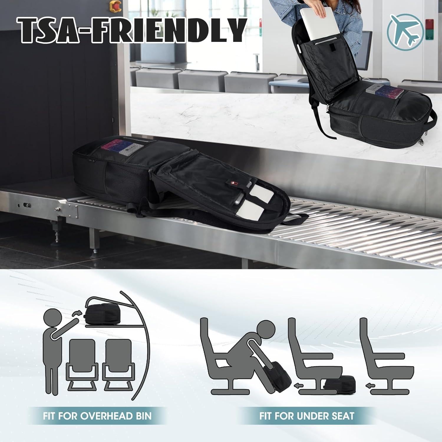 Mochila de Viaje SDYSM 17.3" Antirrobo USB 45L Negra