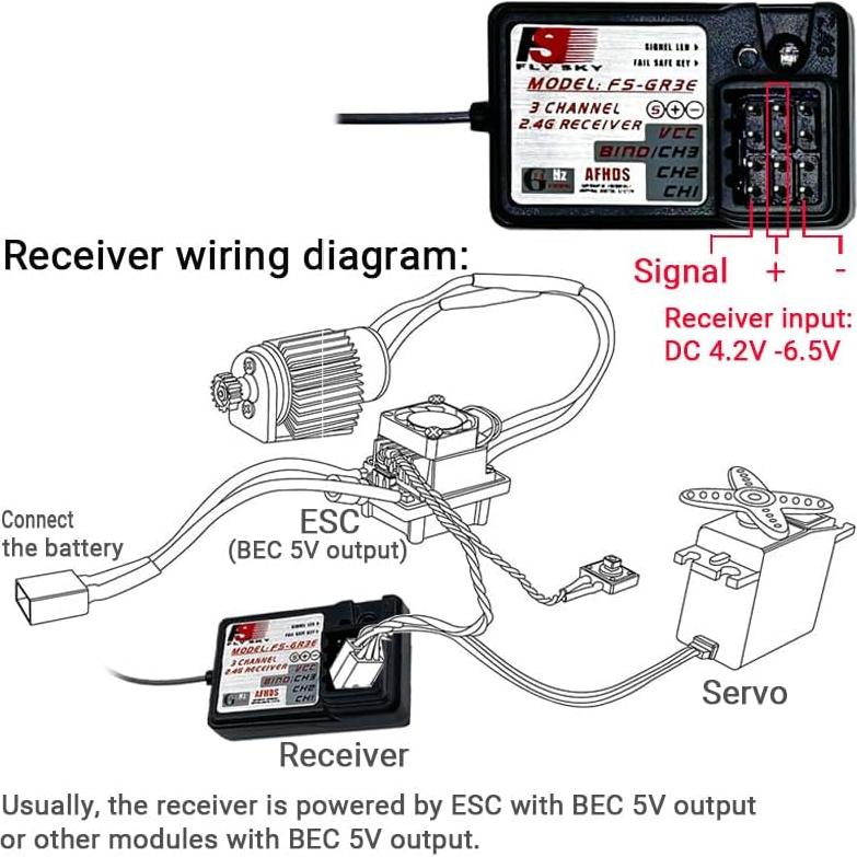 Transmisor y Receptor RC Flysky FS-GT3B 3 Canales 2.4GHz