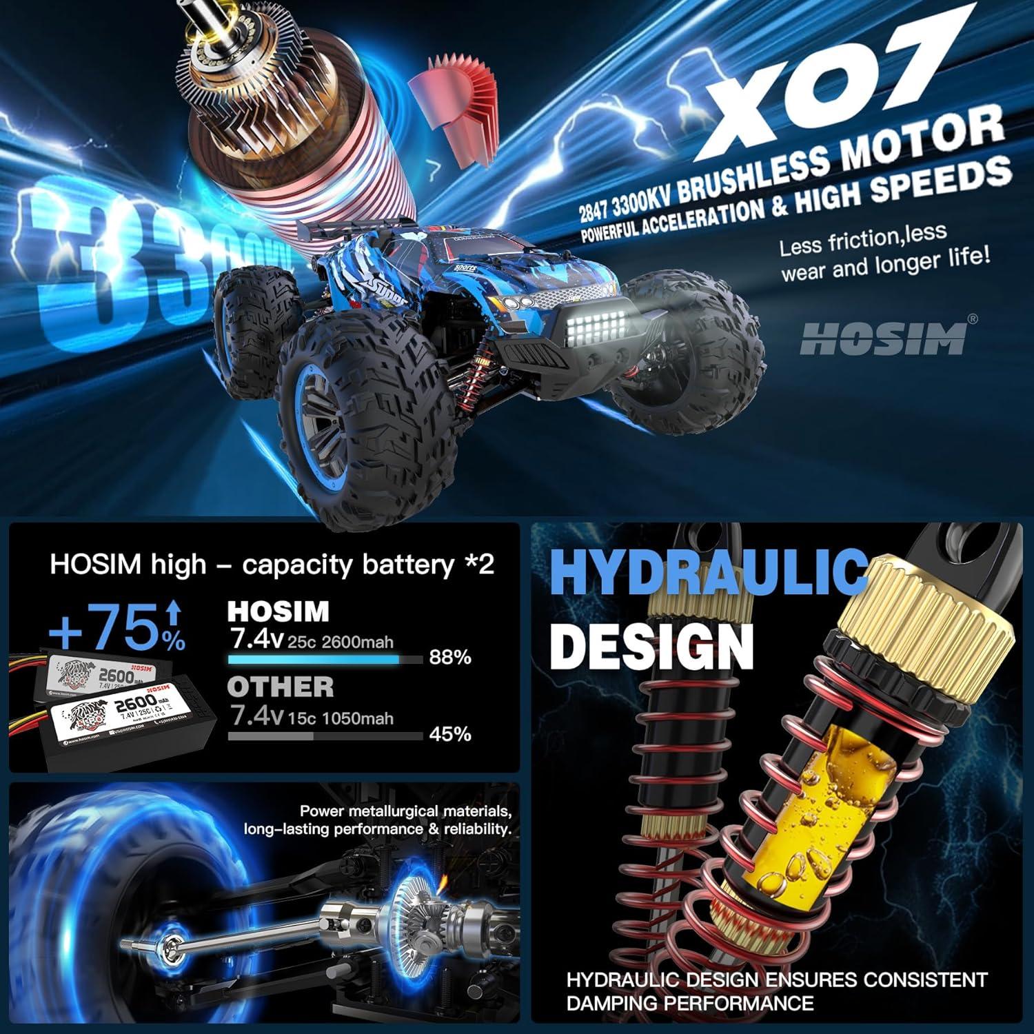 Coche RC Hosim 1:10 68KMH 4X4 Todo Terreno Impermeable